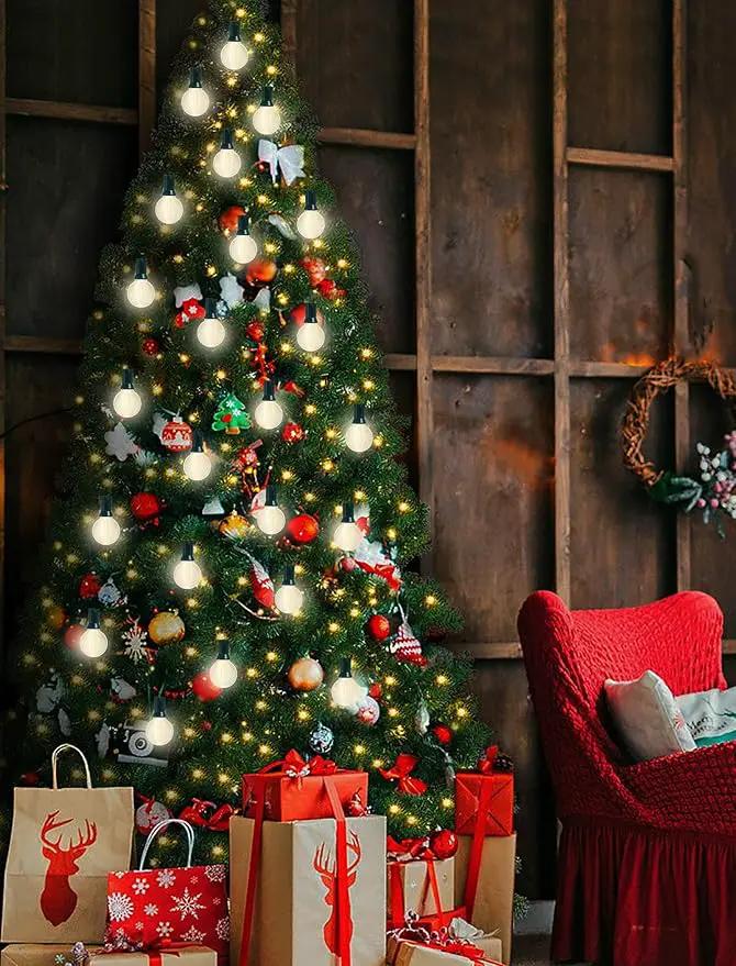 25ft Outdoor Christmas LED String Lights,G40 Frosted White Globe Lights with 27pcs Plastic Bulbs,Round Bulb Christmas Lights for Indoor/Outdoor Wedding Backyard Cafe Garden Christmas Decor by GreenHaven Gardens