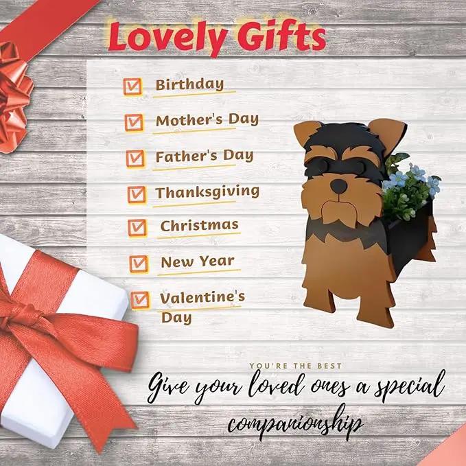Yorkshire Dog Planter Plant Pots,Cute Garden Dog Flower Planter,Dog Planters Birthday Gifts for Women,Office,Indoor/Outdoor Decor(9.45 * 7.76 * 12.13in) by GreenHaven Gardens