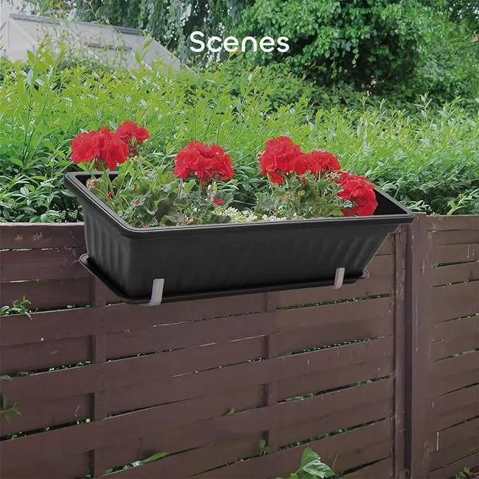 GROWNEER 3 Packs 17 Inches Black Flower Window Box Plastic Vegetable Planters Long Pots with 15 Pcs Plant Labels for Outdoor Indoor Windowsill Patio Garden Home Decor Porch by GreenHaven Gardens