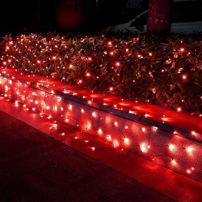 Led Christmas Net Lights Outdoor Christmas Decorations 120Led 6Ftx4Ft Connectable Waterptoof Mesh Net Lights for Trees Bushes Wedding Garden Outdoor Christmas Decorations (Red) by GreenHaven Gardens