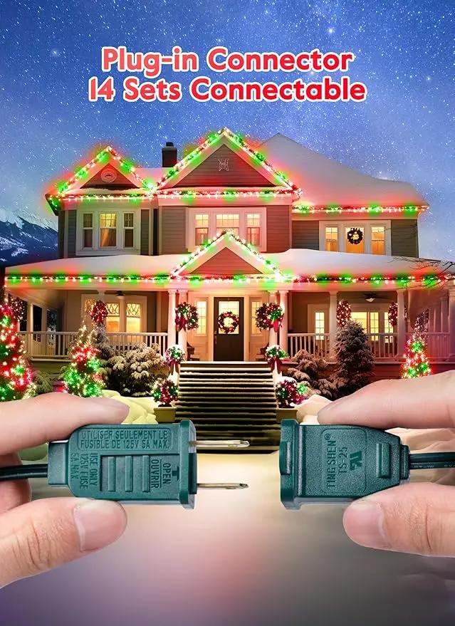Vintage C9 LED Christmas Lights Outdoor, 50 Feet C9 String Lights with 50 Shatterproof Matte Bulbs, Connectable Waterproof Lights for Holiday Party Roofline Backyard Garden Patio, Red & Green by GreenHaven Gardens