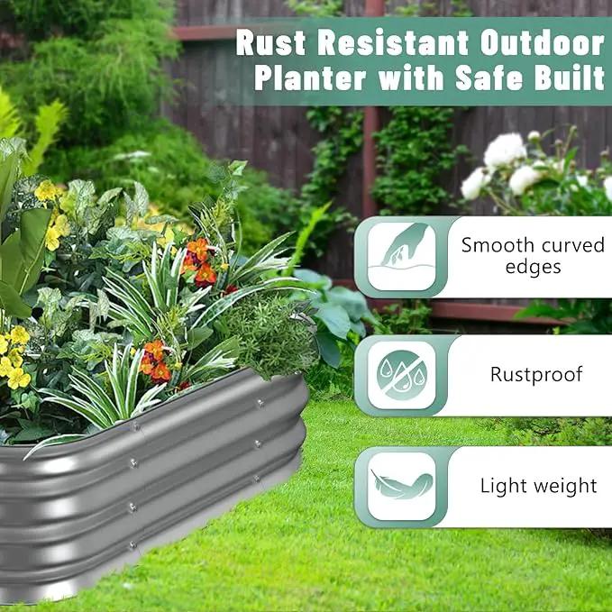 Raised Garden Bed, 3×3×1ft Galvanized Steel Planter Boxes, Heavy Duty Outdoor Raised Garden Bed Planter Kit for Gardening, Rustproof Large Garden Beds for Vegetables, Fruits, Flower Grow by GreenHaven Gardens