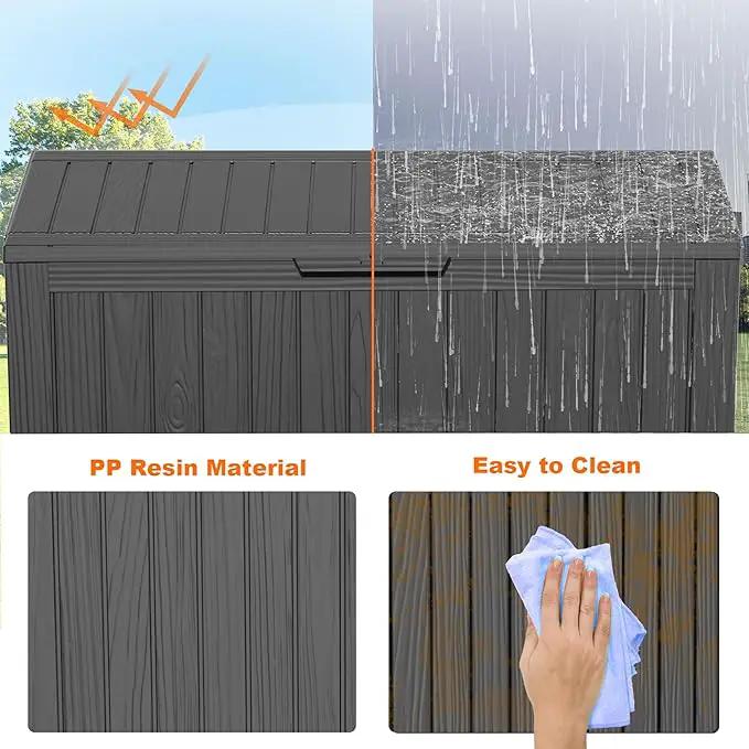 75 Gallon Resin Deck Box, Lockable Patio Outdoor Storage Box for Furniture, Garden Tools and Tools Storage, Waterproof Outside Storage Boxes - Black by GreenHaven Gardens