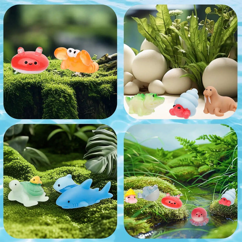 44 Pcs Mini Ocean Resin Animals 44 Styles Resin Animals Figurines Bulk for Fairy Garden Miniature Dollhouse Accessories Hide Crafts Decor by GreenHaven Gardens