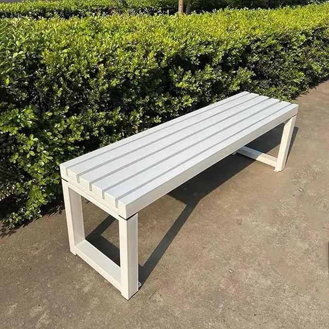Weatherproof Metal Dining Bench, Outdoor Bench Backless Patio Bench 2-Person Farmhouse Bench Garden Bench for Kitchen, Living Room, Entryway(White,5.9ft) by GreenHaven Gardens