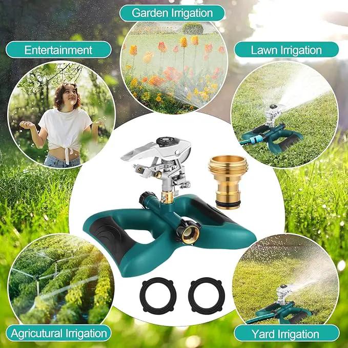 1 Packs Lawn Impact Sprinkler Heavy Duty Rotating Adjustable Pulsating Water Sprinkler Head with Metal Base, Adjustable Spraying Area and Distance for Large Area Garden Lawn Yard Irrigation by GreenHaven Gardens