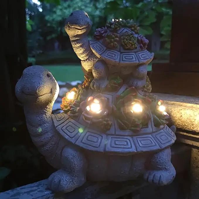 Large Turtle Solar Garden Outdoor Statues with Succulent and 6 LED Lights,Outside Solar Turtle Decor Art for Lawn,Yard, Balcony Ornament, to Give by GreenHaven Gardens
