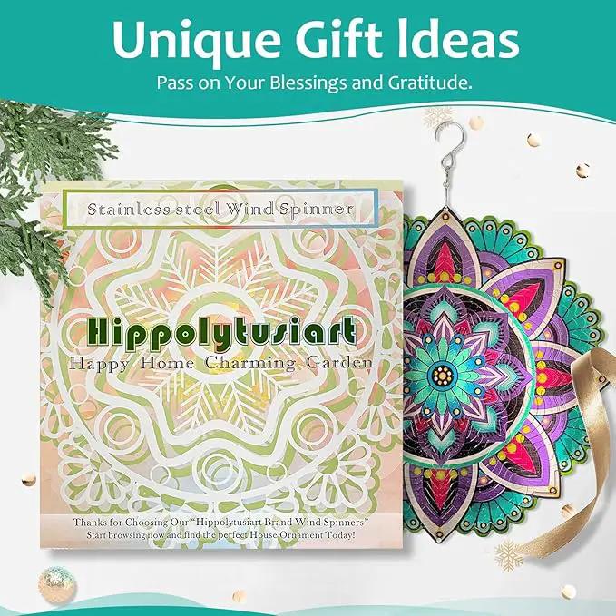 Wind Spinner for Yard and Garden,12in 3D Wind Spinner Mandala Purple Starlight,Wind Spinners Outdoor&Indoor Yard Art Decor,Christmas Decoration,Wind Sculpture Gift for Women/Mother/Men by GreenHaven Gardens