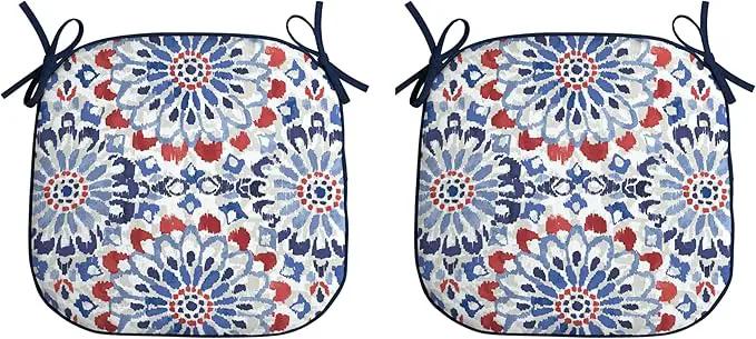 Arden Indoor/Outdoor Foam Seat Pad, 2 Pack, 17 x 16, Patio Cushion, Water Repellent, Fade Resistant, Foam Cushion Clark Blue by GreenHaven Gardens