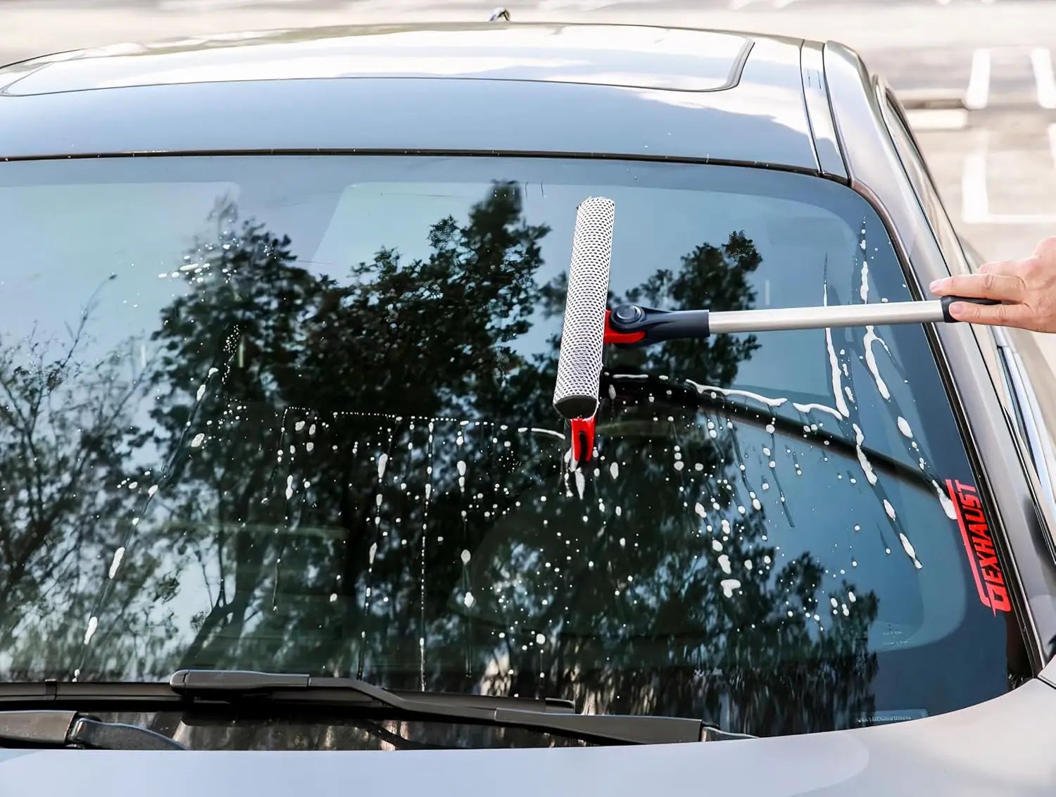 DSV Standard Professional Window Squeegee | 2-in-1 Window Cleaner Sponge and 10" Soft Rubber Strip with Extension Pole 34 INCH & 86.5 cm | Adjustable to Clean from Multiple Angles by GreenHaven Gardens