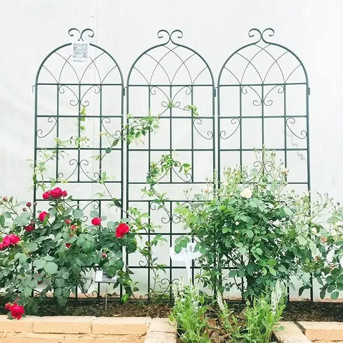 4 Pack Metal Garden Trellis 71" x 19.7" Black Fence Rustproof Garden Trellis for Climbing Plants Support Roses Flower Outdoor Lawn, Black by GreenHaven Gardens