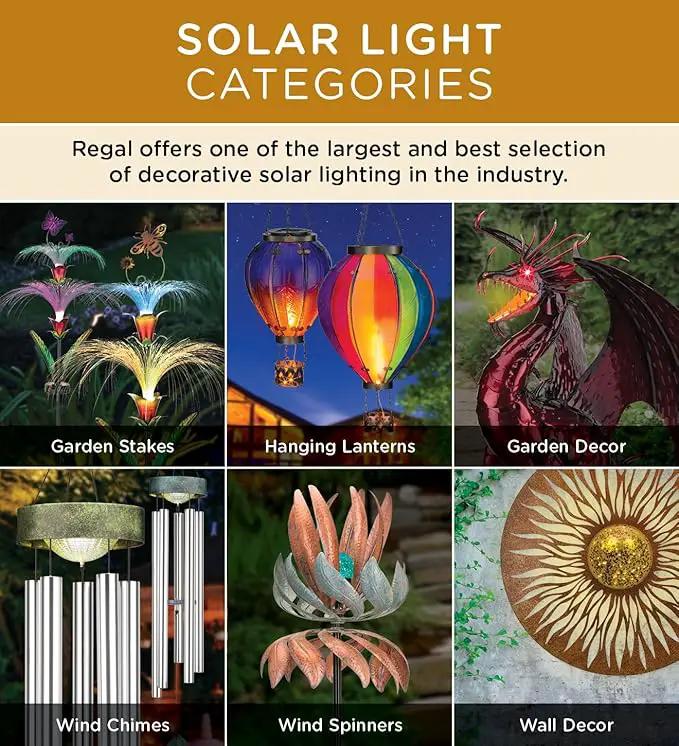 Regal Art & Gift Hot Air Balloon Solar Lantern – Hanging Solar-Powered LED Lights, Waterproof Portable Decorative Outdoor Lamp Made of Metal & Glass for Garden, Patios & Pathway – Stripe (Small) by GreenHaven Gardens