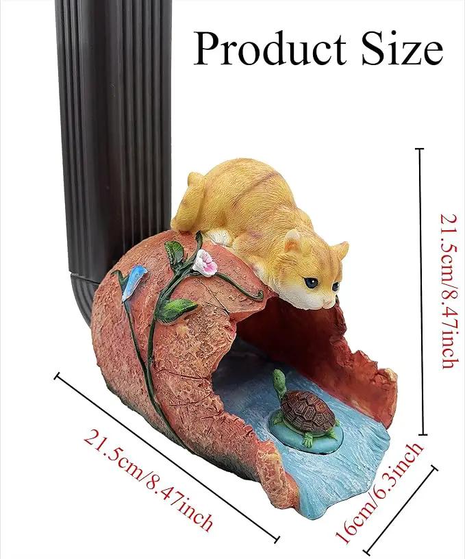 Cat Statue 3" x 4" Gutter Downspout Splash Block, Outdoor Garden Animal Decor Sculpture, Decorative Gutter Extension Diverter, UV-Resistant, Perfect for Garden Rain Downspout Diverter by GreenHaven Gardens