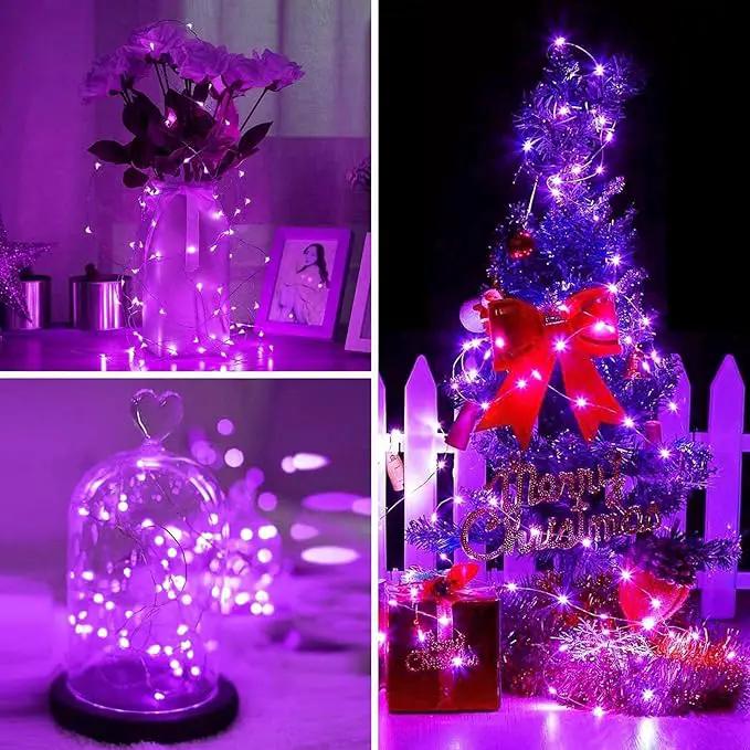 Purple Halloween Solar String Lights Outdoor, 2-Pack 80FT 200LED Solar Twinkle Light Waterproof, Copper Wire 8 Modes Purple Fairy Lights for Garden, Fence, Tree Decor, Halloween Decoration Outdoor by GreenHaven Gardens