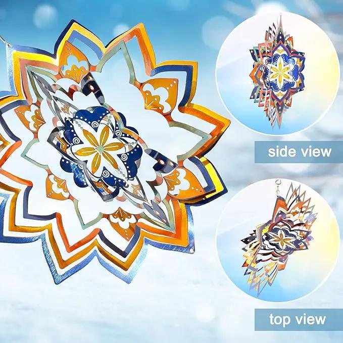 3D Wind Spinner Starry Sky Mandala Wind Spinners Outdoor, Laser Cut Metal Hanging Wind Sculptures, Kinetic Whirling Art Ornament Outside Garden Decoration Yard Decor, Meaningful Gift Ideas by GreenHaven Gardens