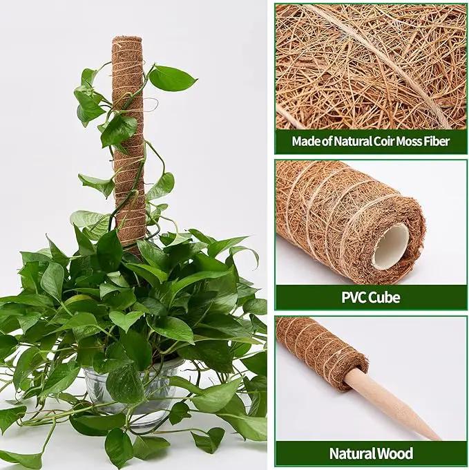 6 Pcs Moss Pole Extending to 68 Inches for Plants Monstera, Plant Support Stakes for Indoor Climbing Plants Grow Upwards, with 65ft Twist Ties, 13ft Jute Rope, 6.5ft Hook-and-Loop Strip by GreenHaven Gardens