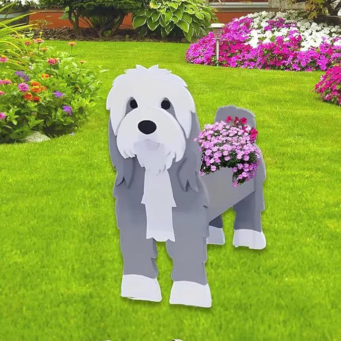 Baba Collie Dog Planter Plant Pots,Cute Garden Dog Flower Planter,Dog Planters Birthday Gifts for Women,Office,Indoor/Outdoor Decor（9.45in*5.98 * 13.54in） by GreenHaven Gardens