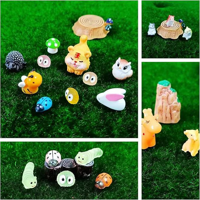 100 Pcs Mini Resin Animals Figures, Forest Tiny Plastic Animals Figurines to Hide Miniature Fairy Garden Decorations Accessories by GreenHaven Gardens