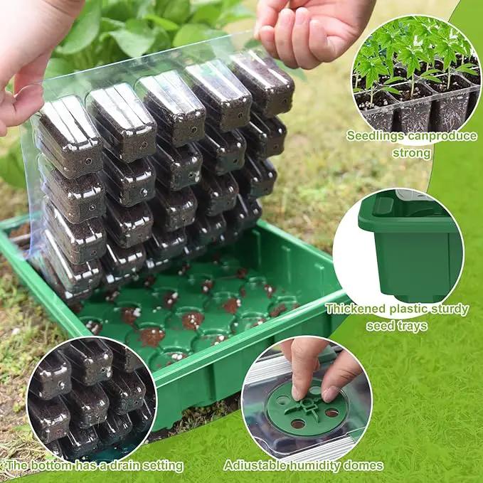 Seed Starter Tray with Grow Light, 40 Cells Seed Starter Kit with Heat Mat, Seedling Starter Trays with Humidity Domes, Automatic Timer, Adjustable Brightness Indoor Greenhouse by GreenHaven Gardens