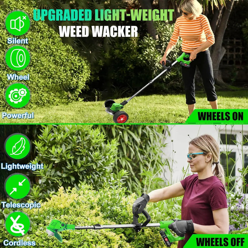 Electric Weed Wacker Cordless Eater Battery Powered, 21V Lightweight Weed Trimmer Edger Lawn Tool with 2Pcs 2000mAh Battery, 3 in 1 Stringless Grass Trimmer/Edger/Brush Cutter for Garden Yard Lawn by GreenHaven Gardens