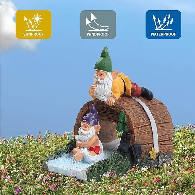 Decorative Gnome Gutter Extension, Elf Guardian Statue for Outdoor Gutter Splash Block, 3" x 4" Downspout Extender, Garden Rain Downspout Diverter by GreenHaven Gardens