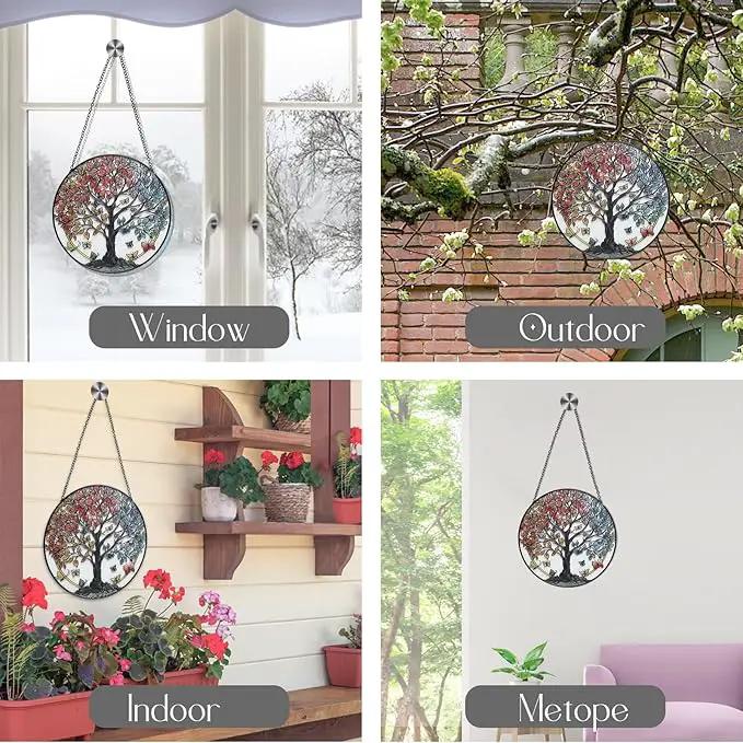 Tree of Life Garden Sun Catcher, Stained Glass Window Hanging, Suncatchers for Windows Hanging, for Friends, Family, and Women 6.31 * 6.31 by GreenHaven Gardens