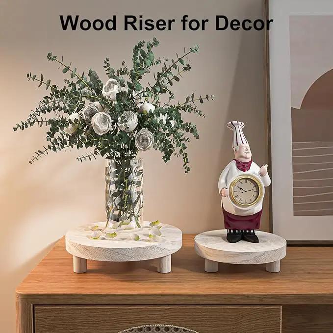 3 Pcs Wood Plant Stand Indoor Outdoor, Round Wood Riser for Decor 6/8/10" Wooden Stool Display Stand Flower Pot Holder Small Planter Tray Modern Potter Decorative for Desktop Counter Room by GreenHaven Gardens