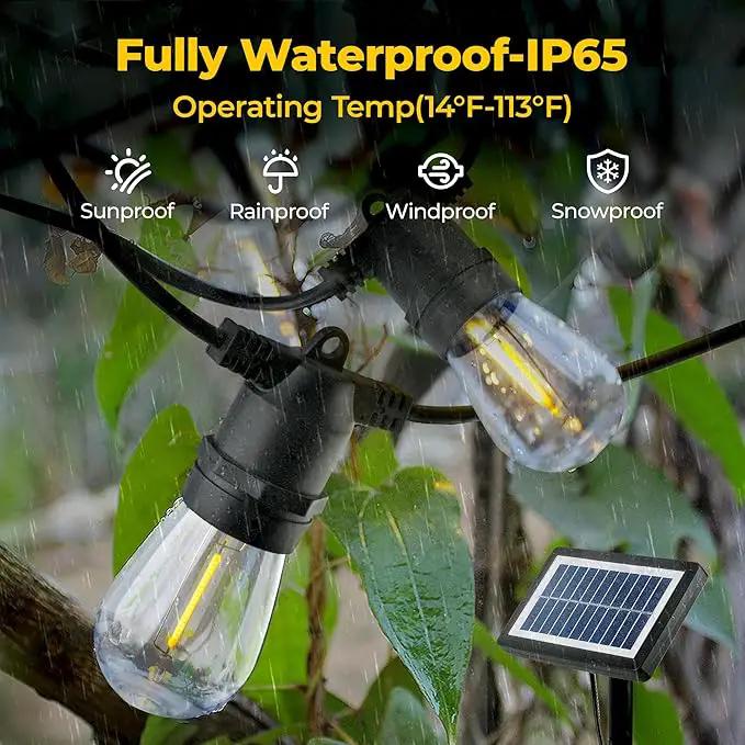 Solar String Lights Outdoor: 29FT 10*S14 Solar Powered Qutside IP65 Waterproof Hanging Warm White Led Edison Bulbs for Patio Garden Yard Porch Gazebo Decorations by GreenHaven Gardens