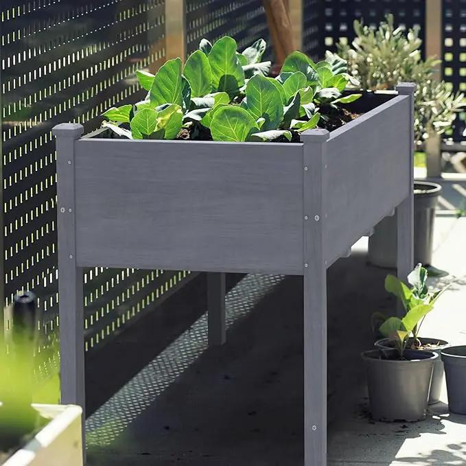 MUPATER 4x2FT Raised Garden Bed,Raised Garden Bed with Four Legs, Elevated Planter Box with Drainage Holes for Herbs, Flowers and Vegetables for Garden, Greenhous and Farm, Gray by GreenHaven Gardens