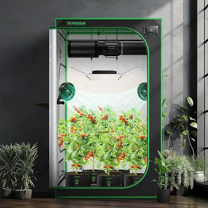 VIVOSUN S448 4x4 Grow Tent, 48"x48"x80" High Reflective Mylar with Observation Window and Floor Tray for Hydroponics Indoor Plant for VS4000/VSF4300 by GreenHaven Gardens
