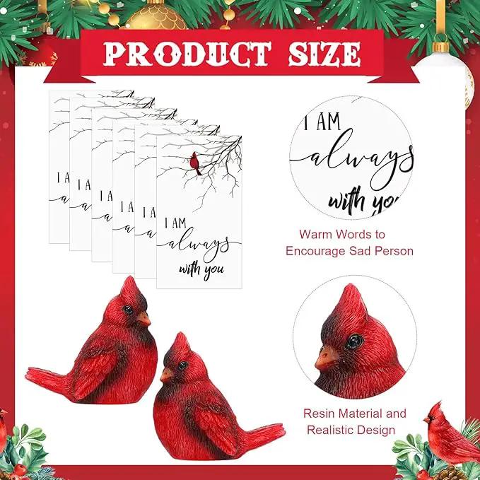 Roowest 18 Pcs Memorial Cardinal Gift Set Include Mini Red Cardinal Bird Statue Figures and Red Feathered Cards and Bags for Sympathy Memorial Gift by GreenHaven Gardens