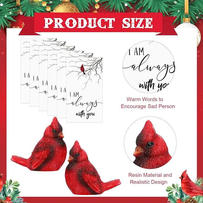 Roowest 72 Pcs Memorial Cardinal Gift Set Include Mini Red Cardinal Bird Statue Figures and Red Feathered Cards and Bags for Sympathy Memorial Gift by GreenHaven Gardens