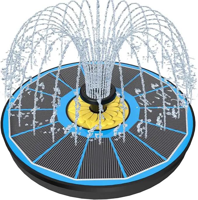 Solar Fountain for Bird Bath, 3.5W Upgraded Solar Bird Bath Fountain with 4 Fixed Pipes 7 Nozzles No Battery, Solar Fountain Pump for Bird Bath Small Ponds Pool Outdoor(Blue) by GreenHaven Gardens