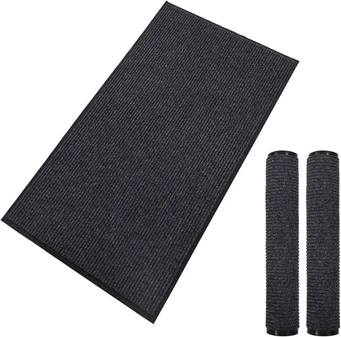 fani 2 PCS Heavy Duty Large Outdoor Indoor Entrance Doormat Grey Waterproof Low Profile Entrance Rug Front Door Mat Patio Anti-Skid Rubber Back, 35x60 inch (Grey) by GreenHaven Gardens