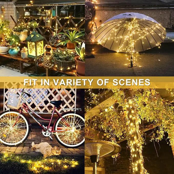 JMEXSUSS 2 Pack Solar String Lights Outdoor Waterproof, Each 33FT 100 LED Warm White Christmas Lights, Waterproof 8 Modes Copper Wire Solar Fairy Light for Outside Patio Tree Yard Garden Decorations by GreenHaven Gardens