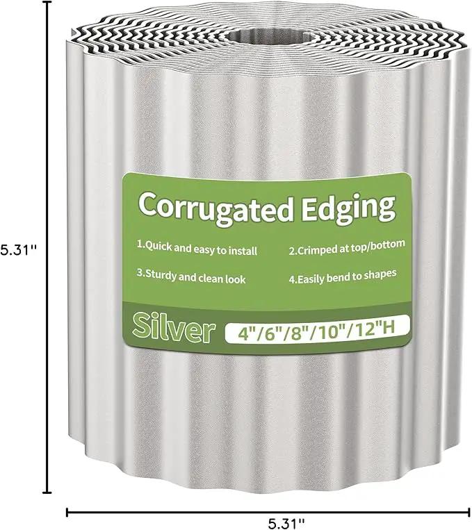 Corrugated Metal Garden Edging, 8"×10Ft Durable Landscape Border for Garden, Lawn, Flower Beds and Paver Edging (Silver) by GreenHaven Gardens