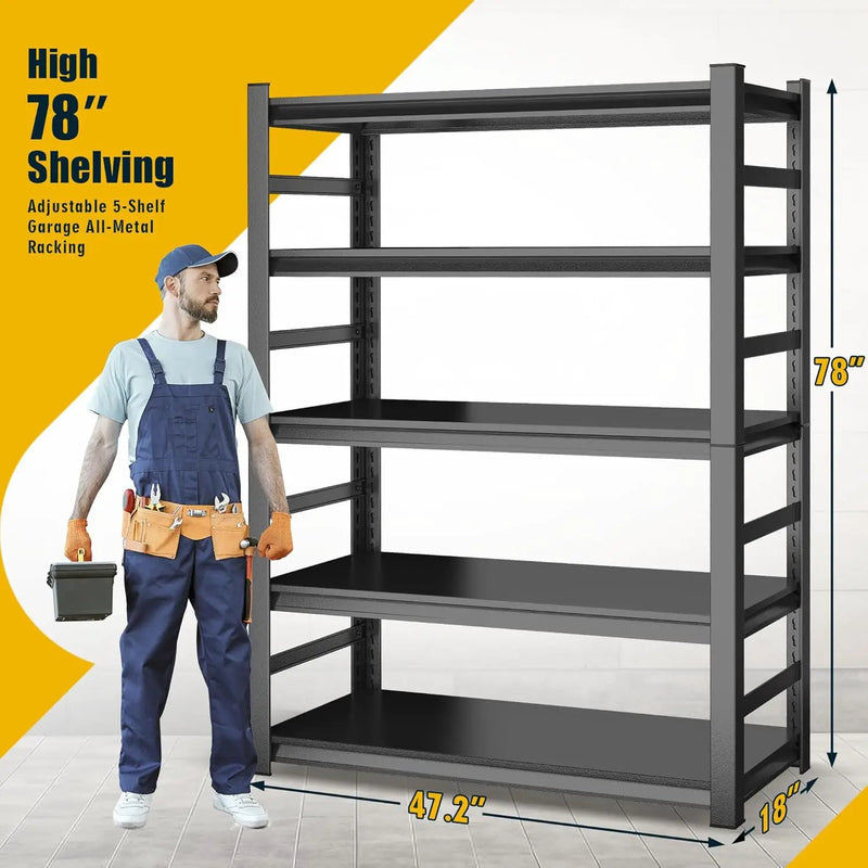 78" H,Metal Garage Shelving Heavy Duty 5-Tier Adjustable Storage Shelves Easy to Assemble, Garage Organization with 4500lbs Capacity,Shelving Racks for Storage,Ideal for Garage,Basement,Warehouse by GreenHaven Gardens
