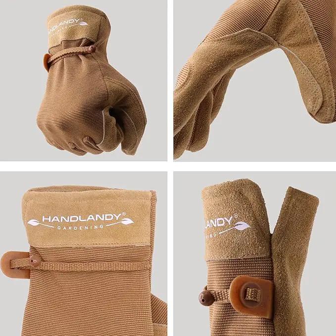 HLDD HANDLANDY Work Gloves for Women and Ladies, Leather Gardening Gloves Flexible Mechanic Working Gloves by GreenHaven Gardens