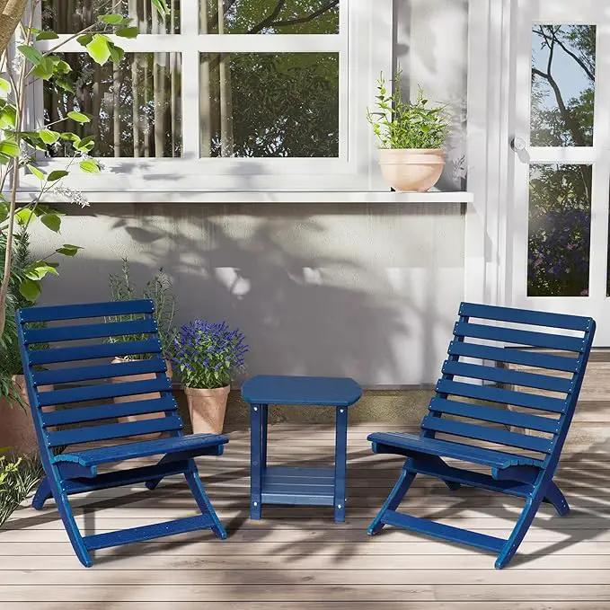 Adirondack Square Outdoor Side Table,2-Tier Storage Patio Side Table, HDPE End Tables for Backyard Pool Porch Garden Lawn(Blue) by GreenHaven Gardens