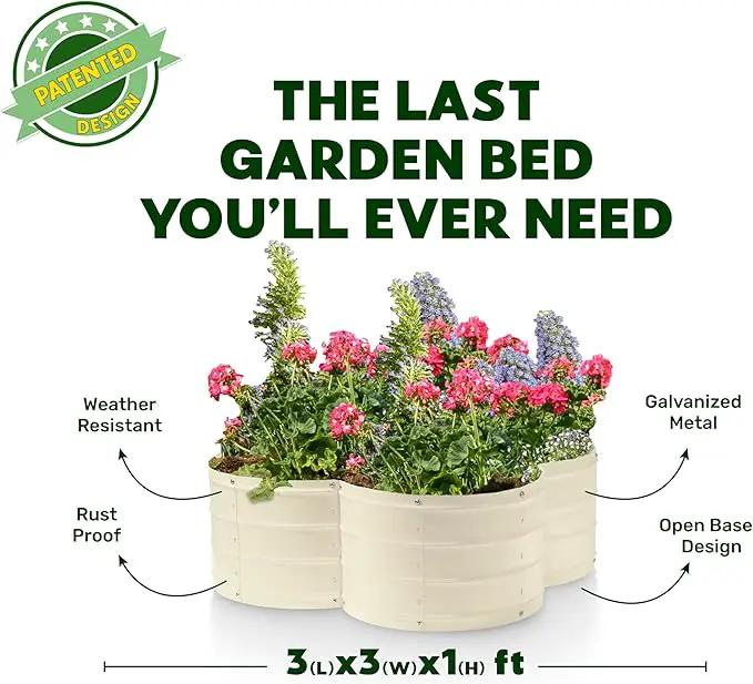 Galvanized Raised Garden Beds Outdoor // 3×3×1 ft Planter Raised Beds for Gardening, Vegetables, Flowers // Large Metal Garden Box (White) // Patented Tool-Free Design by GreenHaven Gardens