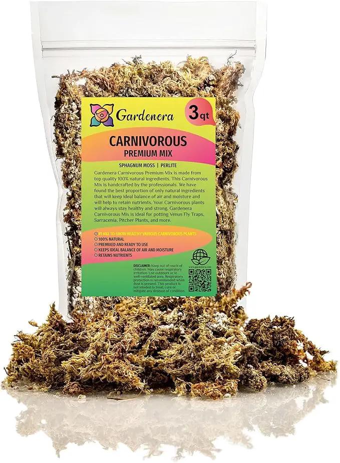 Sphagnum Moss Potting Mix for Carnivorous Plants, Moss and Perlite Blend for Potting Venus Fly Traps, Sarracenia, Pitcher Plants - 75% Sphagnum Moss + 25% Perlite - Made in USA - 3 Quart by GreenHaven Gardens
