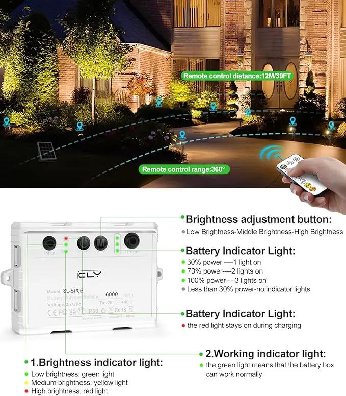 CLY 6 in 1 Solar Spotlights Landscape Outdoor Garden, Solar Spotlights IP66 Waterproof Landscape Lighting with Remote 18M Cable for Garden, Lawn, Patio, 2700K/4000K/6500K by GreenHaven Gardens
