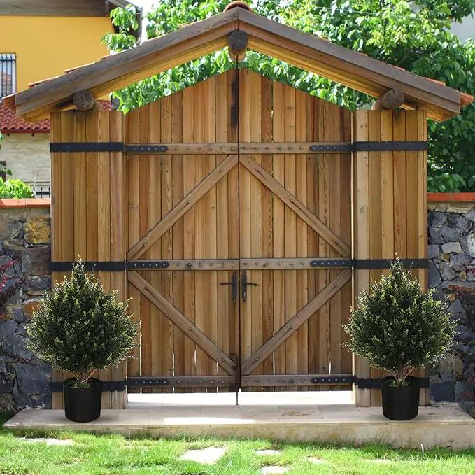 19” Artificial Cedar Outdoor Artificial Shrub Sunlight Resistant Leafy Potted Plant for Indoor Porch of Home and Office Artificial Outdoor Tree Topiary Trees by GreenHaven Gardens