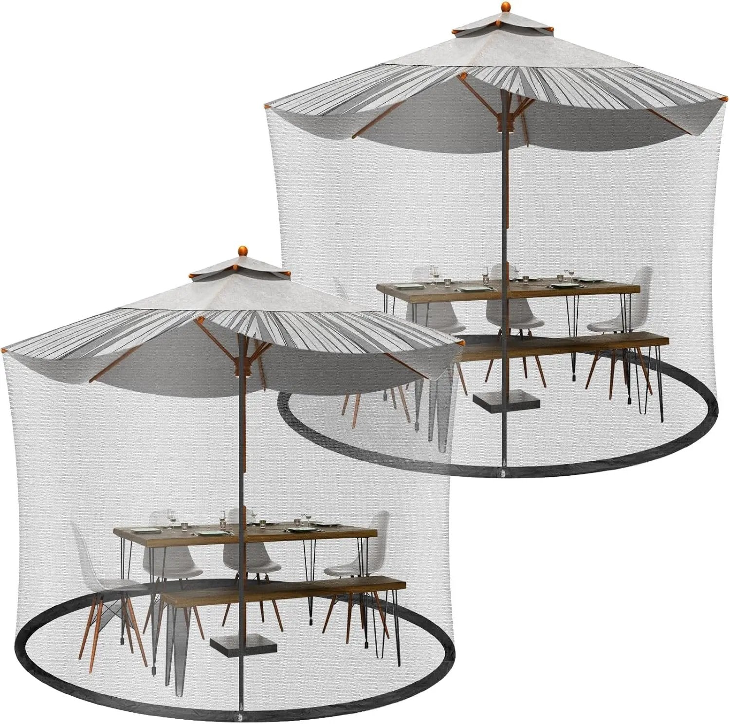 Windyun 2 Pcs 7 to 10 ft Patio Umbrella Mosquito Netting with Double Zipper Door, Screen Universal Hanging Mosquito Net for Patio Polyester Mesh Umbrella Screen for Outdoor and Patio Tables(Black) by GreenHaven Gardens
