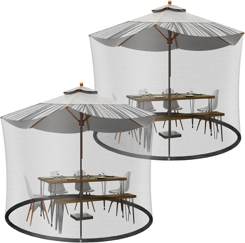 Windyun 2 Pcs 7 to 10 ft Patio Umbrella Mosquito Netting with Double Zipper Door, Screen Universal Hanging Mosquito Net for Patio Polyester Mesh Umbrella Screen for Outdoor and Patio Tables(Black) by GreenHaven Gardens