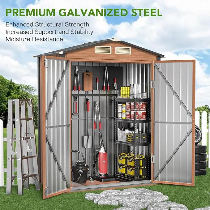 Outdoor Storage Shed, 5x3 Ft Metal Steel Tiny House with Lockable Door, Vertical Outside Storage Building for Garden, Backyard, Lawn, Patio Utility, Tool Storage by GreenHaven Gardens