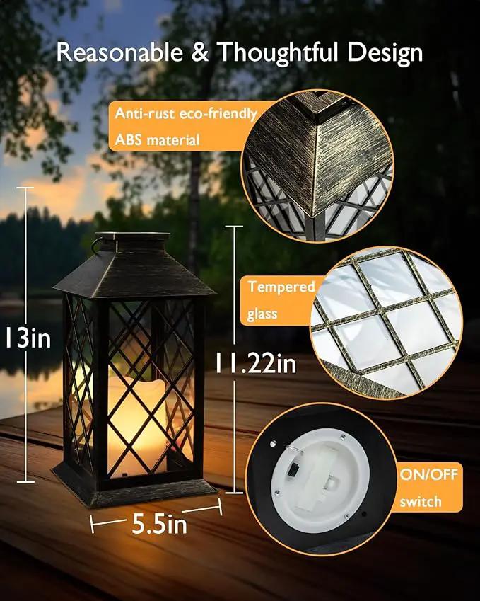 Homemory Solar Lanterns Outdoor Waterproof Hanging with Flickering Flameless Candles, 2 Pack Garden Outdoor Lantern Decorative for Patio Front Porch Backyard Balcony Cabin Outside (Bronze) by GreenHaven Gardens
