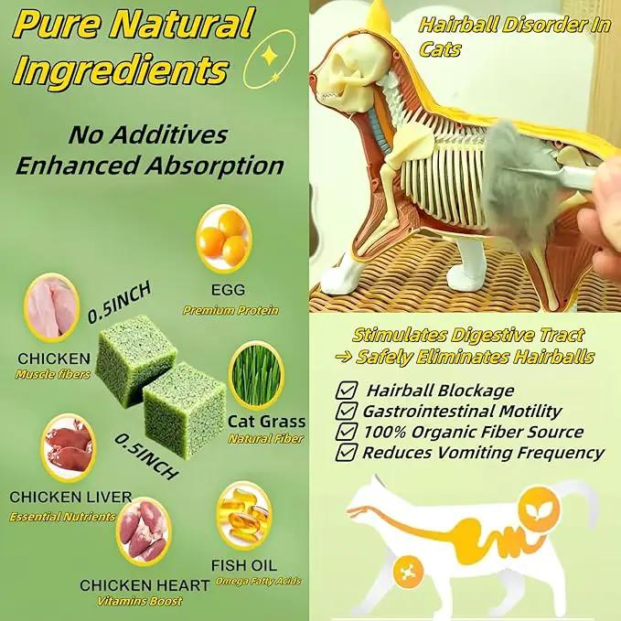 60g/2.12oz Cat Toy Cats Grass Treats, Fish Oil Kitten Grass Catnip Stick for Hairball Removal Teeth Cleaning Cats Edible Freeze Dried Kitty Lickable Chew Dental Snack for Indoor Kitty Food by GreenHaven Gardens