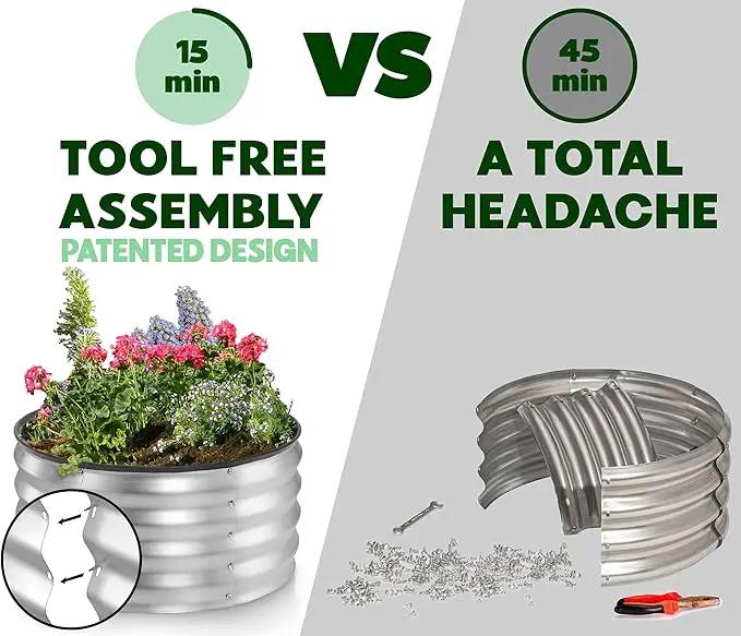 Galvanized Raised Garden Beds Outdoor // 2×2×1 ft (2-Pack) Planter Raised Beds for Gardening, Vegetables, Flowers // Large Metal Garden Box (Silver) // Patented Tool-Free Design by GreenHaven Gardens