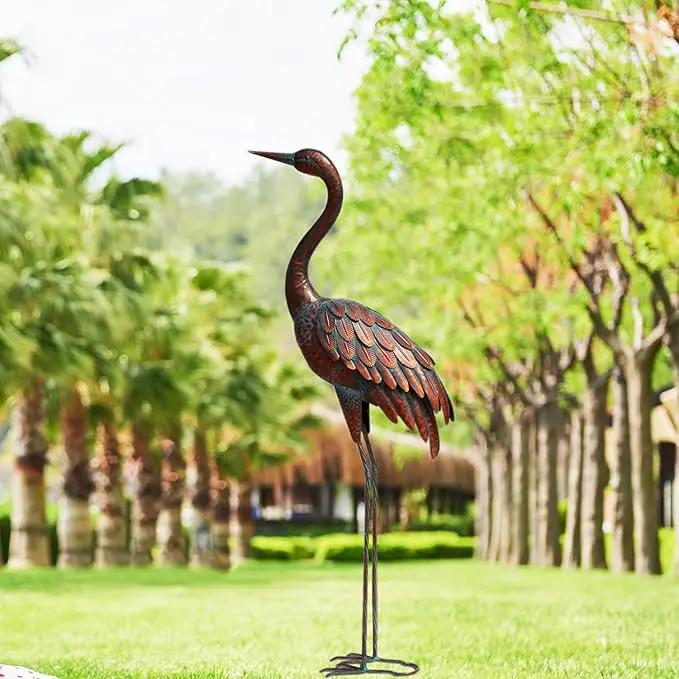 chisheen Outdoor Garden Crane Statues and Sculptures Metal Yard Art Statue for Garden Decoration Large Size by GreenHaven Gardens